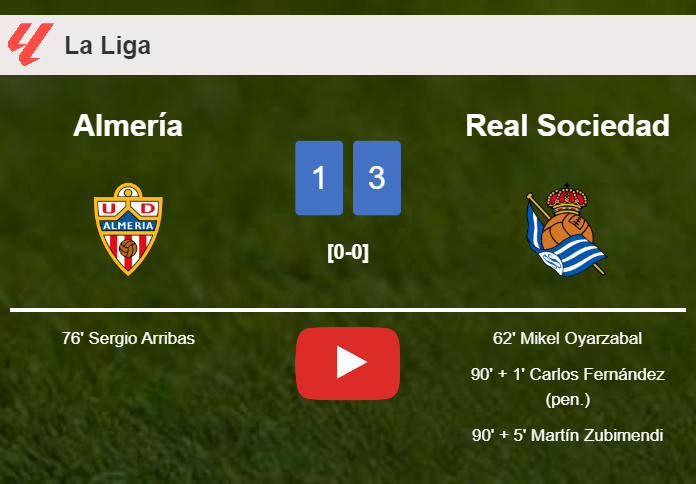 Real Sociedad tops Almería 3-1. HIGHLIGHTS