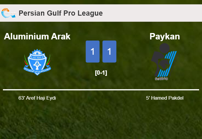 Aluminium Arak and Paykan draw 1-1 on Friday
