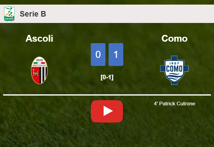 Como conquers Ascoli 1-0 with a goal scored by P. Cutrone. HIGHLIGHTS