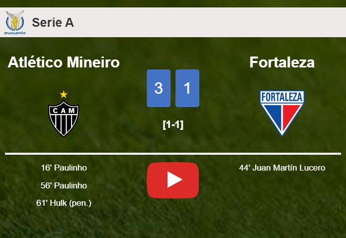 Atlético Mineiro tops Fortaleza 3-1. HIGHLIGHTS