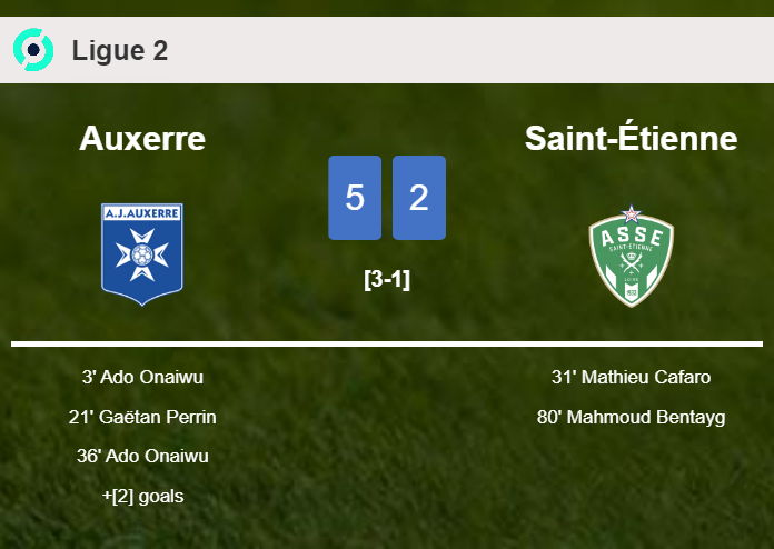 Auxerre wipes out Saint-Étienne 5-2 with a superb match