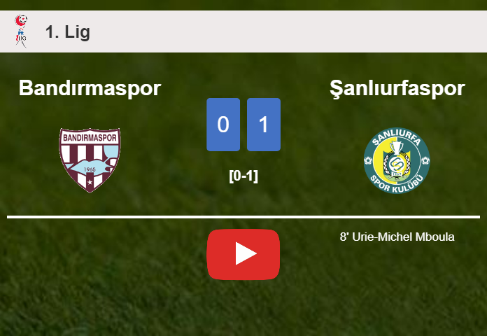 Şanlıurfaspor tops Bandırmaspor 1-0 with a goal scored by U. Mboula. HIGHLIGHTS