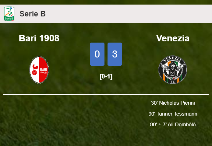 Venezia prevails over Bari 1908 3-0