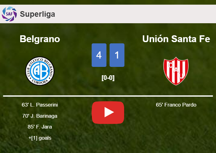 Belgrano demolishes Unión Santa Fe 4-1 with a superb performance. HIGHLIGHTS