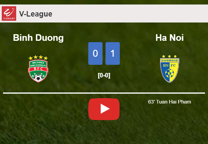 Ha Noi beats Binh Duong 1-0 with a goal scored by T. Hai. HIGHLIGHTS