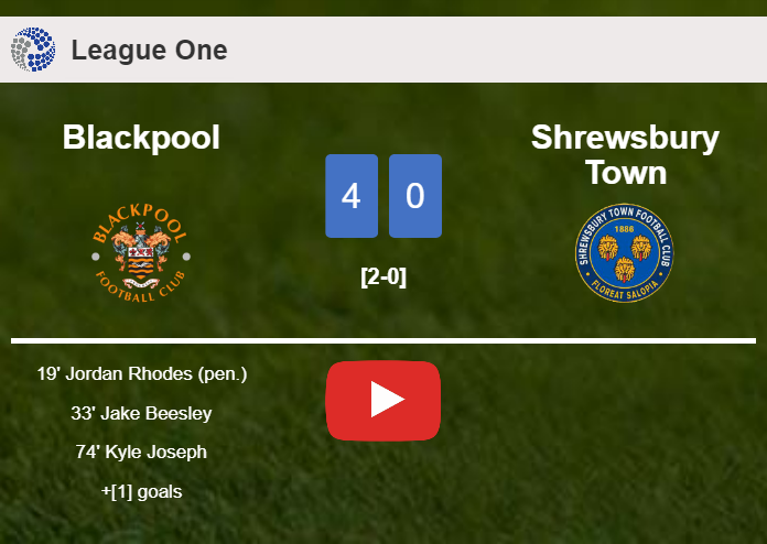 Blackpool demolishes Shrewsbury Town 4-0 with a fantastic performance. HIGHLIGHTS