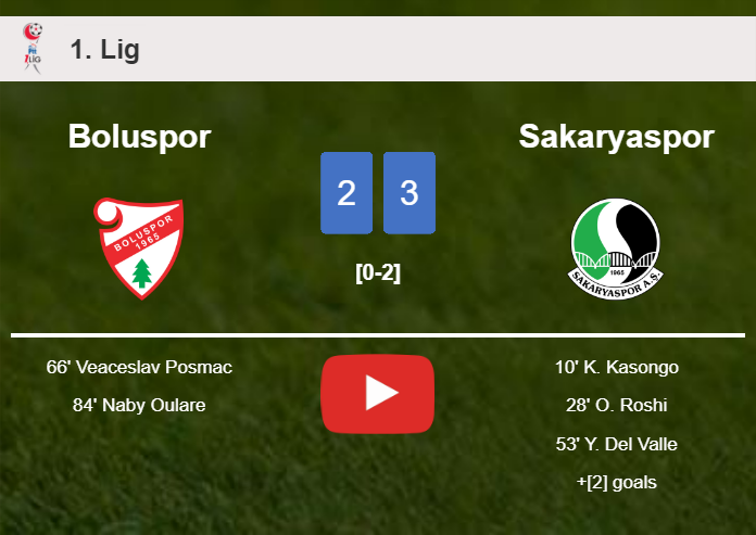 Sakaryaspor overcomes Boluspor 3-2. HIGHLIGHTS