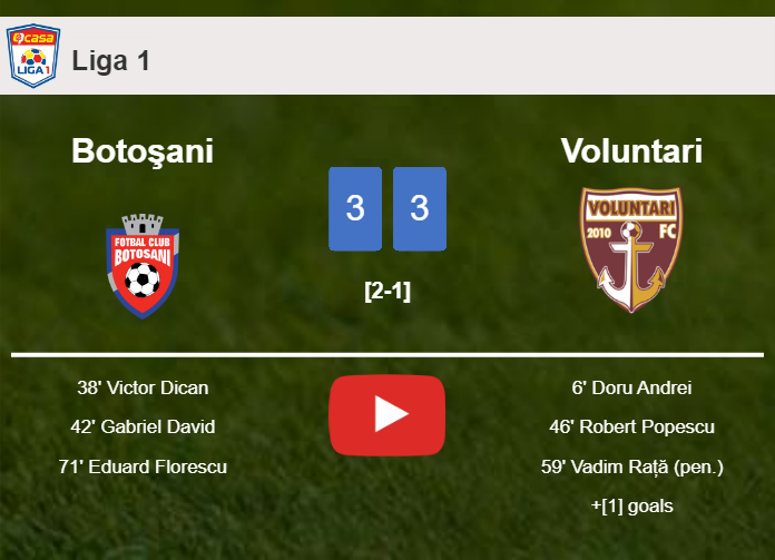 Botoşani and Voluntari draws a frantic match 3-3 on Sunday. HIGHLIGHTS
