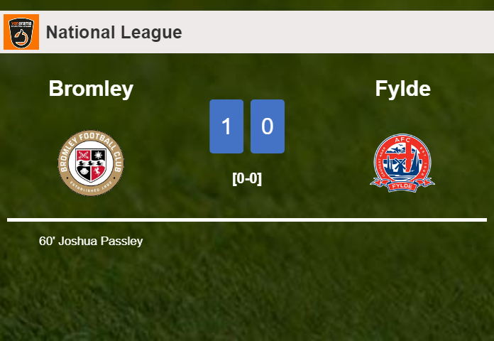 Bromley overcomes Fylde 1-0 with a goal scored by J. Passley