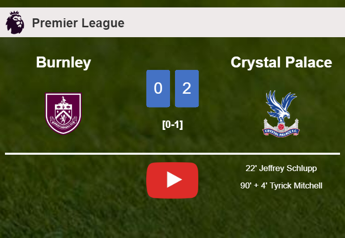 Crystal Palace beats Burnley 2-0 on Sunday. HIGHLIGHTS