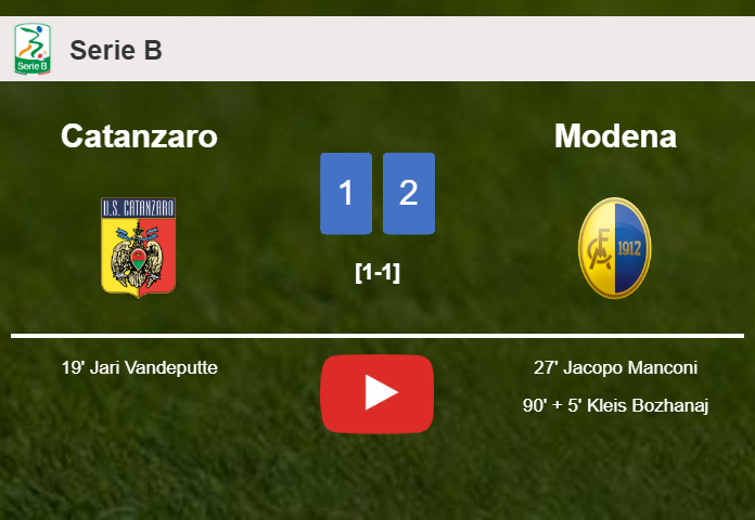 Modena recovers a 0-1 deficit to conquer Catanzaro 2-1. HIGHLIGHTS