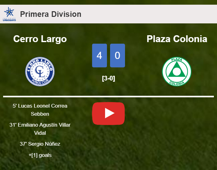 Cerro Largo liquidates Plaza Colonia 4-0 showing huge dominance. HIGHLIGHTS