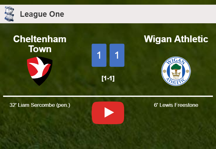 Cheltenham Town and Wigan Athletic draw 1-1 after Stephen Humphrys squandered a penalty. HIGHLIGHTS
