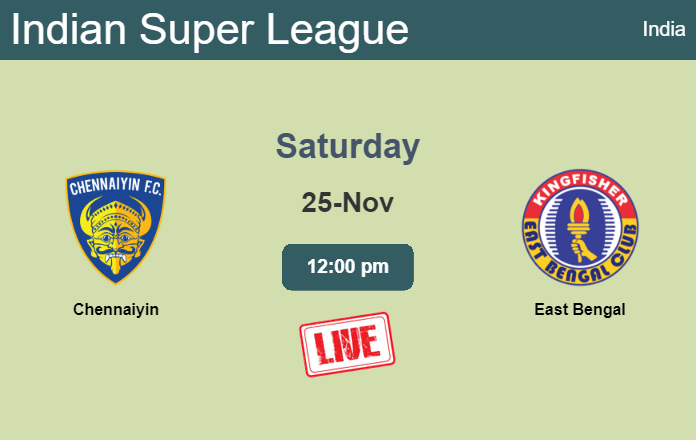 How to watch Chennaiyin vs. East Bengal on live stream and at what time