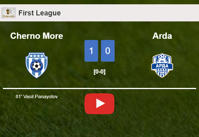 Cherno More overcomes Arda 1-0 with a goal scored by V. Panayotov. HIGHLIGHTS
