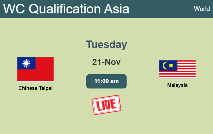 How to watch Chinese Taipei vs. Malaysia on live stream and at what time