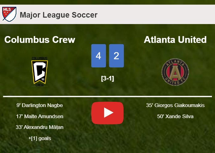 Columbus Crew overcomes Atlanta United 4-2. HIGHLIGHTS