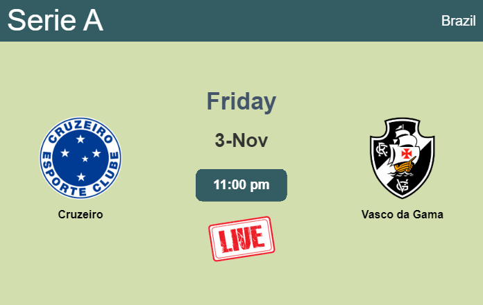 How to watch Cruzeiro vs. Vasco da Gama on live stream and at what time