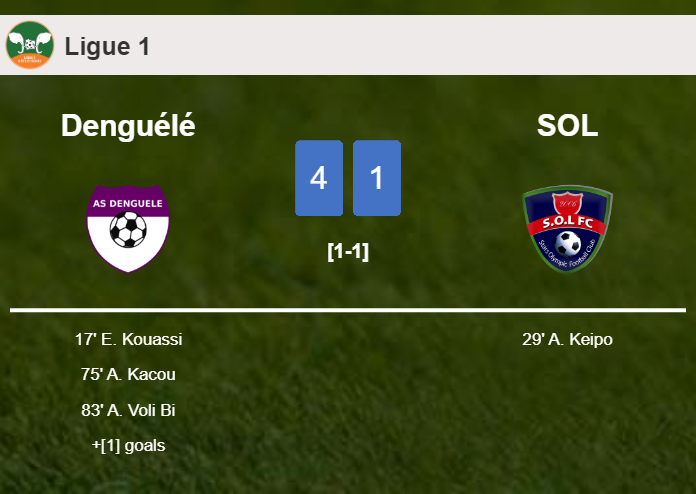 Denguélé wipes out SOL 4-1 playing a great match