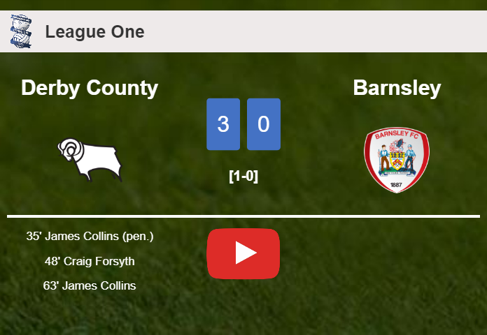 Derby County tops Barnsley 3-0. HIGHLIGHTS