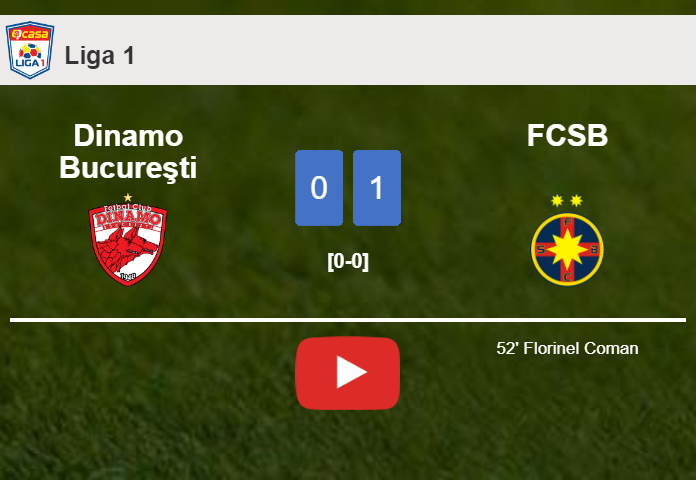 FCSB prevails over Dinamo Bucureşti 1-0 with a goal scored by F. Coman. HIGHLIGHTS