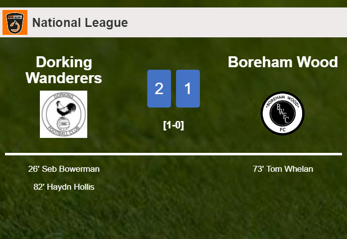 Dorking Wanderers tops Boreham Wood 2-1