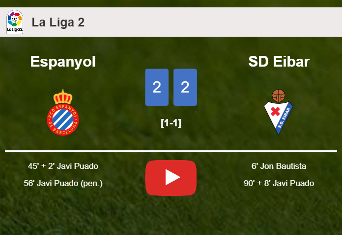 Espanyol and SD Eibar draw 2-2 on Friday. HIGHLIGHTS