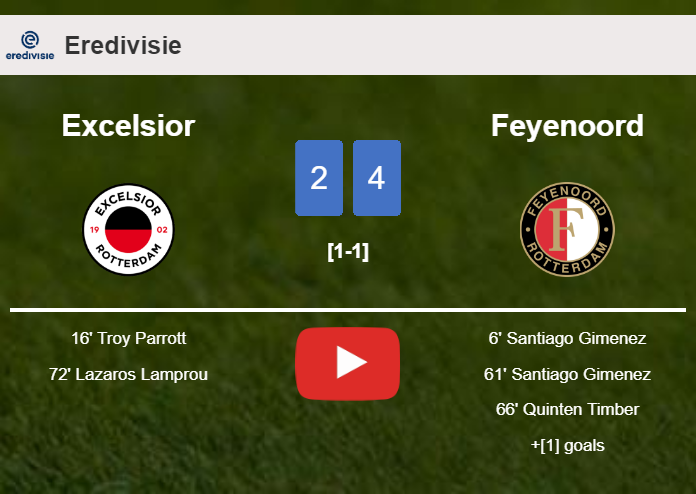 Feyenoord defeats Excelsior 4-2. HIGHLIGHTS