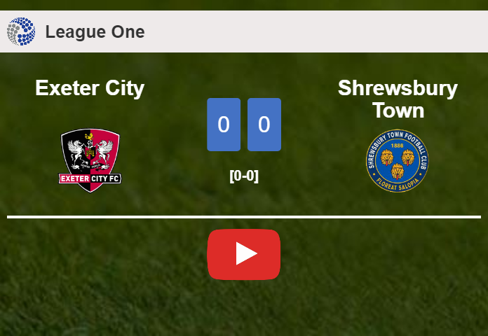 Exeter City draws 0-0 with Shrewsbury Town on Tuesday. HIGHLIGHTS