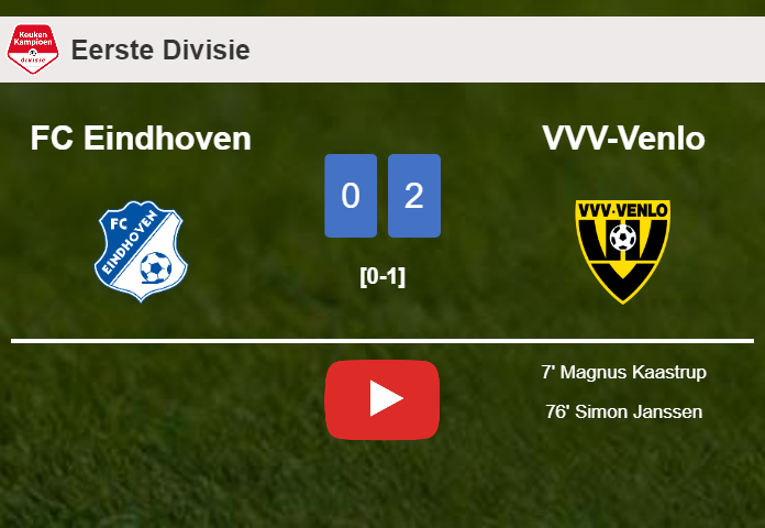 VVV-Venlo prevails over FC Eindhoven 2-0 on Friday. HIGHLIGHTS