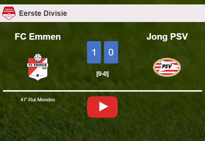 FC Emmen tops Jong PSV 1-0 with a goal scored by R. Mendes. HIGHLIGHTS