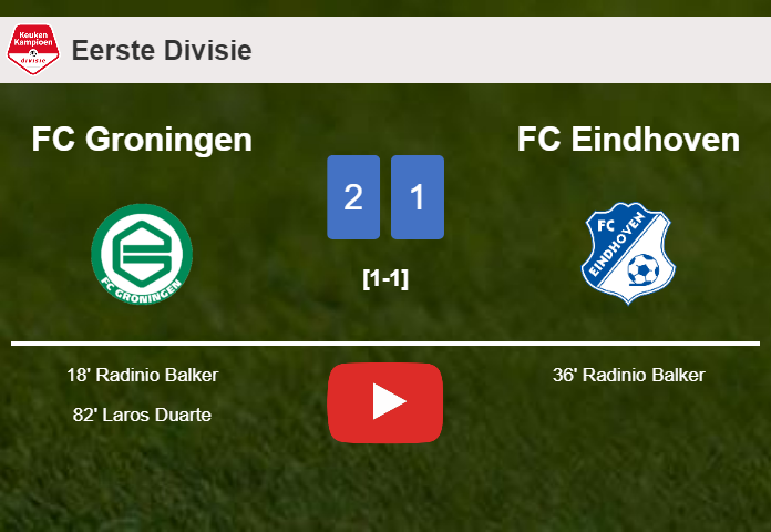 FC Groningen defeats FC Eindhoven 2-1. HIGHLIGHTS