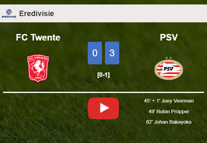 PSV prevails over FC Twente 3-0. HIGHLIGHTS