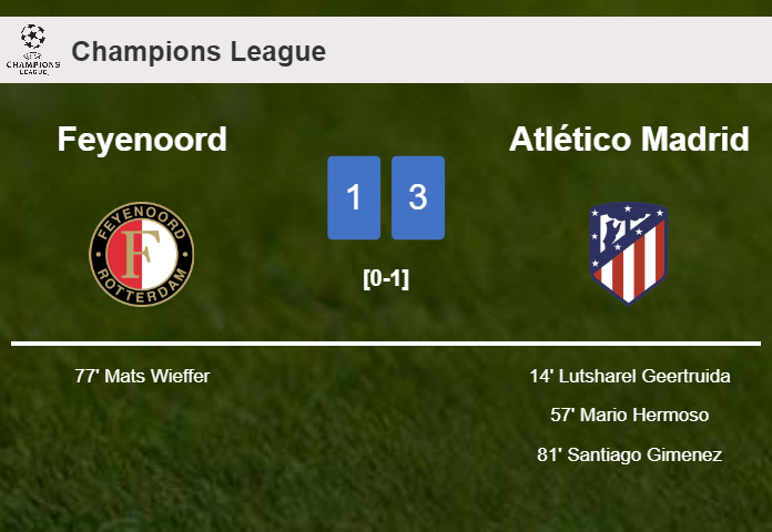 Atlético Madrid defeats Feyenoord 3-1