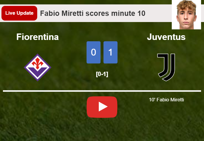 LIVE UPDATES. Juventus leads Fiorentina 1-0 after Fabio Miretti scored in the 10 minute
