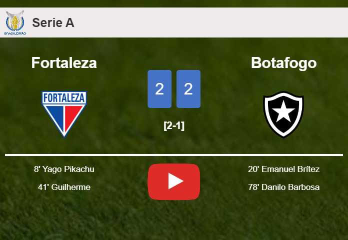 Fortaleza and Botafogo draw 2-2 on Thursday. HIGHLIGHTS