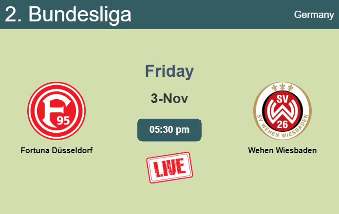 How to watch Fortuna Düsseldorf vs. Wehen Wiesbaden on live stream and at what time