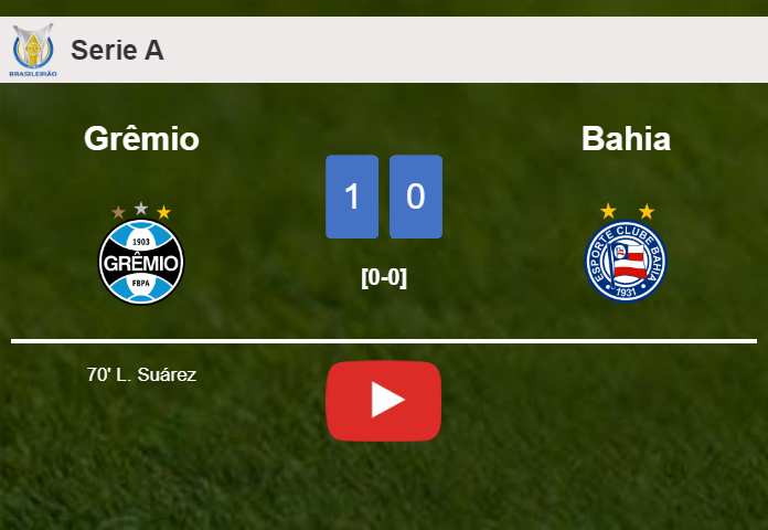 Grêmio conquers Bahia 1-0 with a goal scored by L. Suárez. HIGHLIGHTS