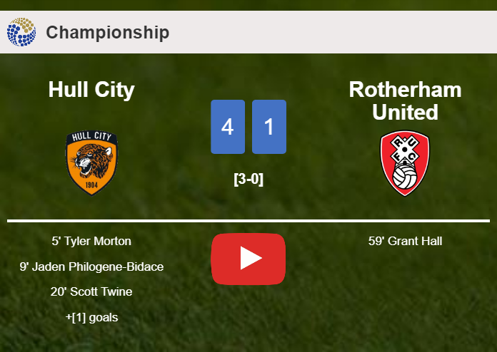 Hull City liquidates Rotherham United 4-1 with a superb match. HIGHLIGHTS