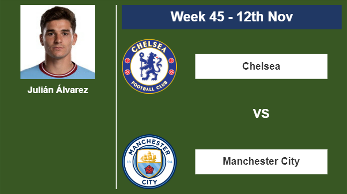 FANTASY PREMIER LEAGUE. Julián Álvarez statistics before the match vs Chelsea on Sunday 12th of November for the 45th week.
