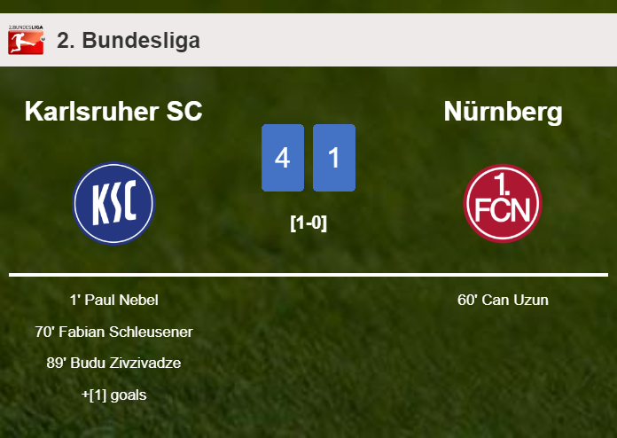 Karlsruher SC destroys Nürnberg 4-1 with a superb performance