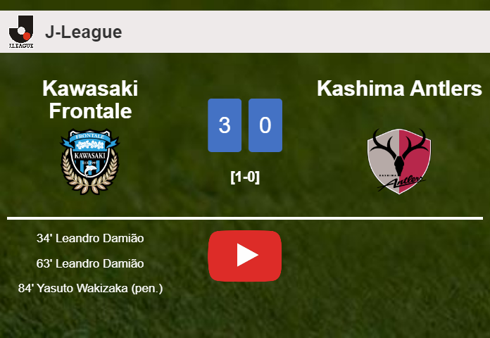 Kawasaki Frontale prevails over Kashima Antlers 3-0. HIGHLIGHTS