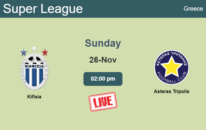 How to watch Kifisia vs. Asteras Tripolis on live stream and at what time
