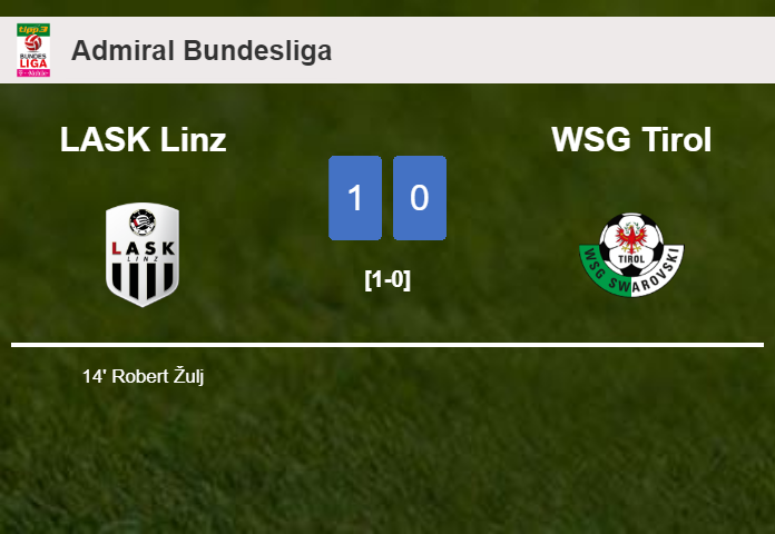 LASK Linz conquers WSG Tirol 1-0 with a goal scored by R. Žulj