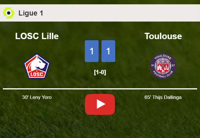 LOSC Lille and Toulouse draw 1-1 on Sunday. HIGHLIGHTS