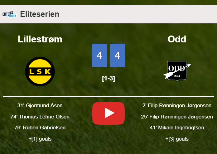 Lillestrøm and Odd draws a crazy match 4-4 on Sunday. HIGHLIGHTS