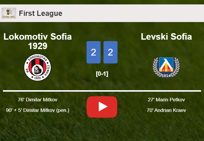 Lokomotiv Sofia 1929 manages to draw 2-2 with Levski Sofia after recovering a 0-2 deficit. HIGHLIGHTS