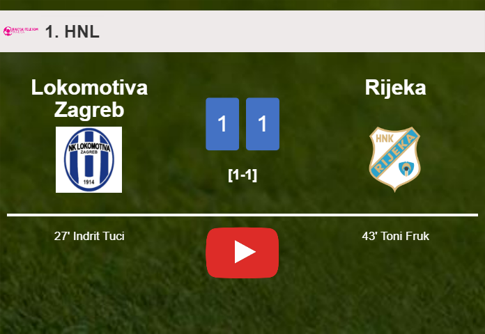 Lokomotiva Zagreb and Rijeka draw 1-1 on Friday. HIGHLIGHTS