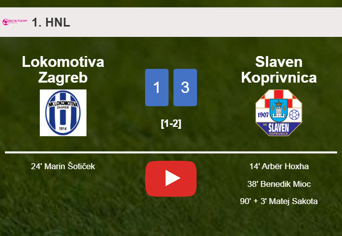 Slaven Koprivnica beats Lokomotiva Zagreb 3-1. HIGHLIGHTS