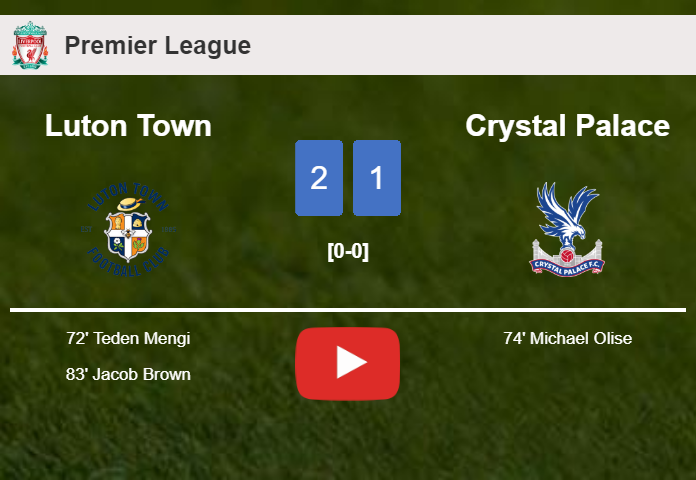 Luton Town prevails over Crystal Palace 2-1. HIGHLIGHTS